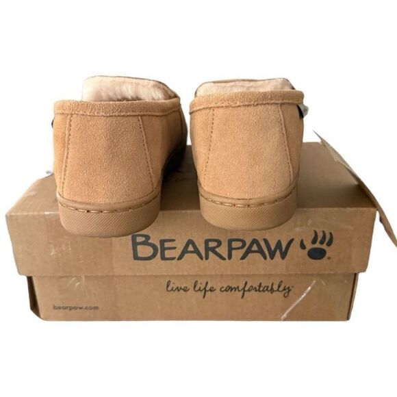 BearPaw Jamie Sheep Wool Lined Youth Moccasin Slippers Iced Coffee Size 4 - Picture 5 of 13